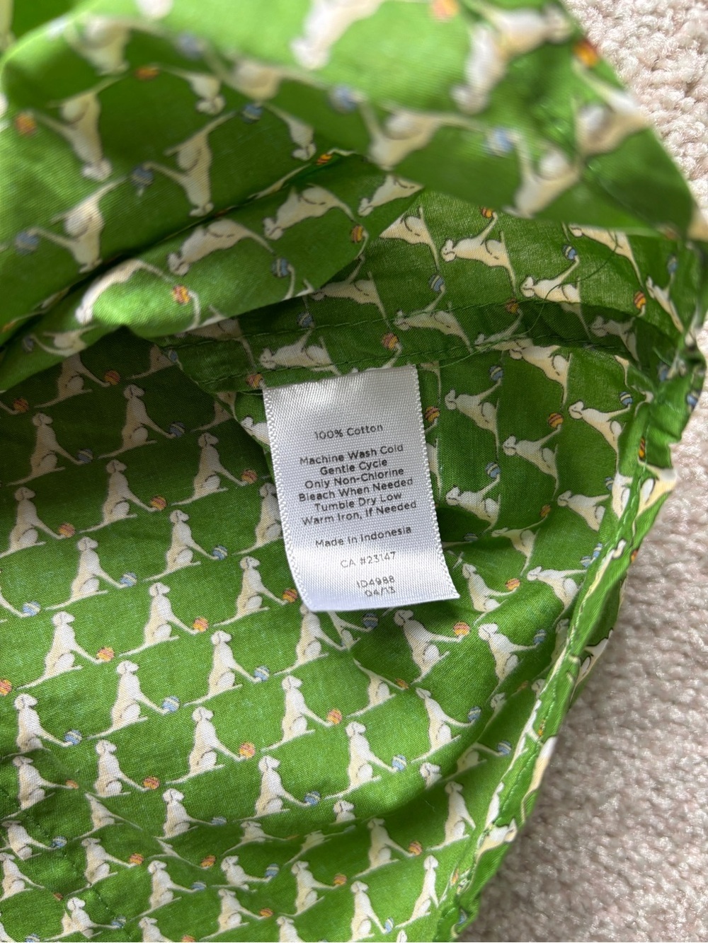 Talbots Green Novelty Dog-Print Button Shirt - Picture 8 of 10